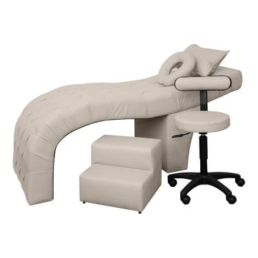 Imagem de Maca Estética Charme Para Cílios + Mocho + Escada Corino Bege Bruma