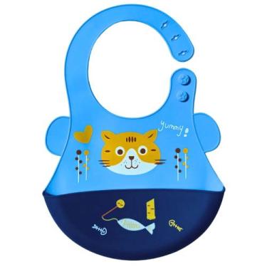 Imagem de Babador Para Bebe De Silicone Com Pega Migalhas - Lunar Z, Azul