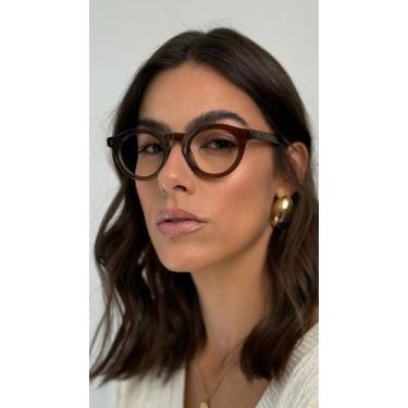 Imagem de Óculos de Grau Armação Feminino Redondo Zac Marrom - Acetate - ÓR