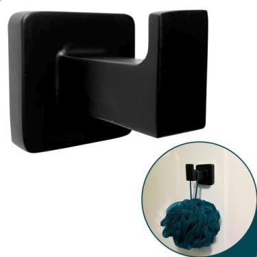Imagem de Gancho Cabide Preto Suporte De Parede Quadrado Toalheiro Metal Banheir
