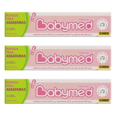 Imagem de Kit 3 Pomadas Para Prevenção De Assaduras Babymed Rosa 45g - Cimed