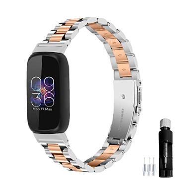 Imagem de Gheper Pulseira de relógio de metal compatível com Fitbit Inspire 3 pulseira de aço inoxidável de substituição para smartwatch inspire3 acessório para mulheres e homens