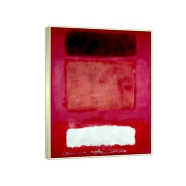 Imagem de Mark Rothko branco e marrom - arte de parede famosa - reprodução de pinturas - pintura abstrata em tela - imagens abstratas para decoração de sala de estar 70 x 90 cm (27,6 x 35,4 pol) molduras