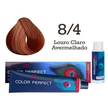 Imagem de Coloração Color Perfect 8/4 Louro Claro Avermelhado + Oxidante 20 Vol 