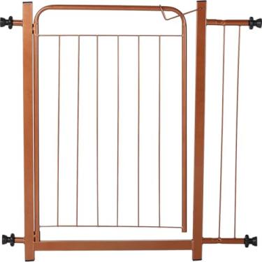 Imagem de Portão Pet Para Cães e Bebês Largo 69 a 84cm Com Extensor 10cm Cor Bronze Romero