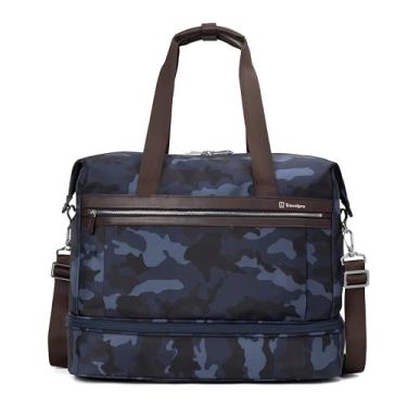 Imagem de Travelpro Platinum Elite Carry on Soft Travel Drop-Bottom Bolsa de fim de semana, para noite, homens e mulheres, camuflagem azul-marinho, 46 cm, Camuflagem azul-marinho, 18.5 Inch, Platinum Elite