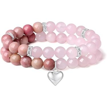 Imagem de Unurgoonit Conjunto de pulseiras de cristal ametista para mulheres, pulseira de cura de pedra preciosa roxa com pingente de borboleta, Pedra, Sem Pedra Preciosa