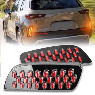 Imagem de PGTOPONE Refletores de para-choque traseiro de LED completo Lâmpadas de luz traseira de freio de neblina compatíveis com Mazda CX50 CX-50 2023 2024 Acessórios de recurso de seta