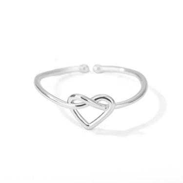 Imagem de Progresssail Anel de nó de coração de ouro infinito banhado a ouro 18 k de aço inoxidável feminino pequeno anel de amizade anel de ouro minimalista design aberto infinito aliança de casamento para
