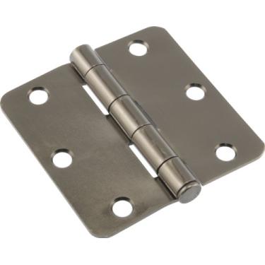 Imagem de The Hillman Group Dobradiça residencial para porta The Hillman Group 853388 de 7,6 cm – Canto redondo de 0,6 cm – Pino removível – Embutir completa – Estanho – 1 por cartão, pacote com 1