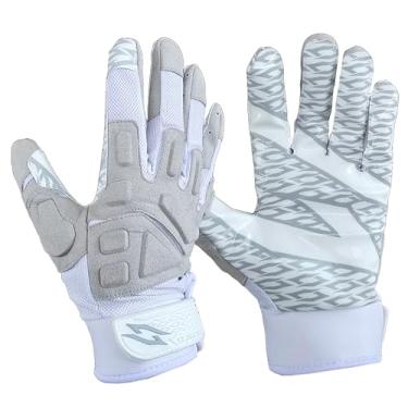 Imagem de Scale Wear Luvas brancas invisíveis de futebol americano com palmas de silicone Tach Grip. Adulto masculino jovem meninos pegajoso jogador de linha larga receptor bandeira de futebol impulsionar seu