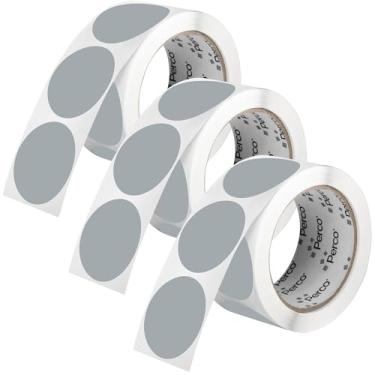 Imagem de Perco Etiquetas adesivas de bolinhas redondas cinza de 5 cm - Pacote com vários rolos (3 rolos, 500 etiquetas cada) - Adesivo permanente, cores vibrantes, fixação forte - perfurado para uso fácil