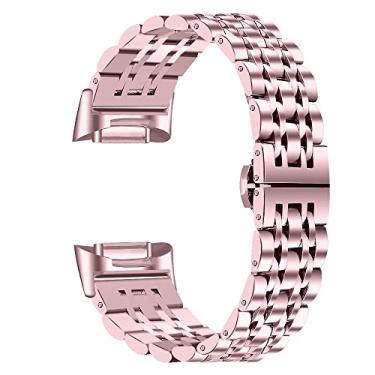 Imagem de Gimuk Pulseiras compatíveis com Fitbit Charge 6 para mulheres e homens, pulseira de relógio de substituição de aço inoxidável de metal para Fitbit Charge 6/Charge 5, 14 cm a 21,6 cm, metal, não