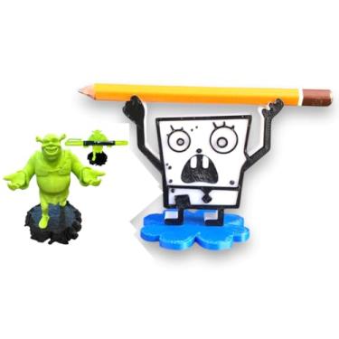 Imagem de SpeakerMan Porta-lápis engraçado Doodle Bob e suporte de caneta Shrek – organizador de mesa peculiar para crianças e adultos