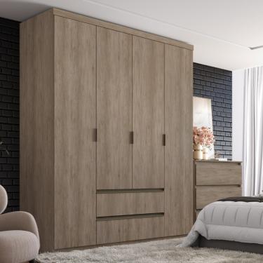 Imagem de Guarda Roupa Solteiro 4 Portas 2 Gavetas em MDF Nobre THB - Rustico