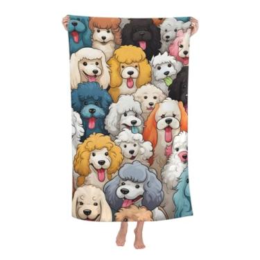 Imagem de VANZEV Poodle Toalha de praia cachorro fofo toalha de banho de microfibra sem areia ultra macia toalha de piscina de secagem rápida toalha absorvente toalha leve presentes para banheiro ao ar livre