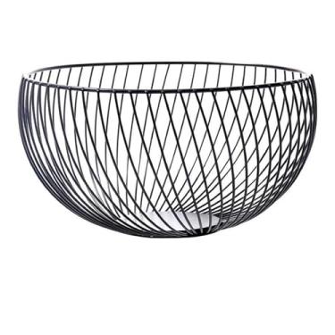 Imagem de Cesta de frutas Cesta de frutas de metal cesta de frutas cesta de armazenamento empilhável bandeja de servir suportes para lanche legumes pão organizadores preto Tigela de cesta de frutas