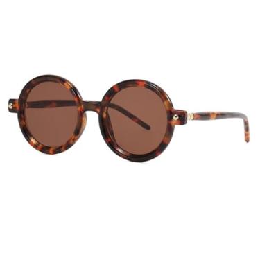 Imagem de HCPIHF Óculos redondos femininos de duas cores da moda, armação retrô masculina (tamanho único/7)