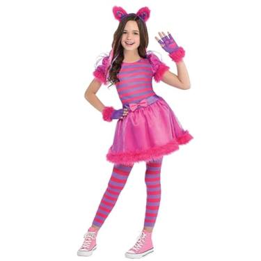 Imagem de Wizland Cheshire Cat Costume Girls,Cheshire Cat Dress for Halloween,Dress Up Party and Roleplay Cosplay 4-6yrs