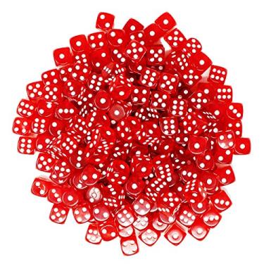 Imagem de DA VINCI Dados de jogos de 16 mm 6 lados translúcidos em vermelho, azul ou verde em massa com cantos arredondados (200 dados, vermelho)