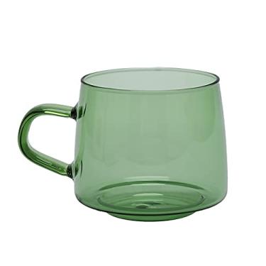 Imagem de Xícaras de café transparentes, canecas de vidro resistentes ao calor de 350 ml, xícaras de chá, xícara de café expresso, caneca de fundo plano, conjunto de copos de vidro para casa e café (verde)