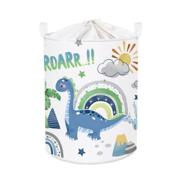 Imagem de HUUMONSS Dinossauro cesto de roupa suja dobrável para crianças cesta de armazenamento grande meninos meninas caixa de brinquedo para quarto de bebê, palmas das mãos, 63L