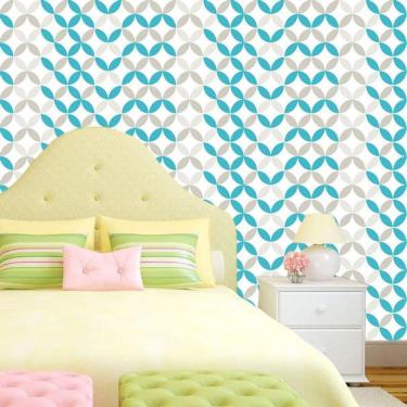 Imagem de Papel Parede Círculos Azul E Cinza Geométricos Autocolante