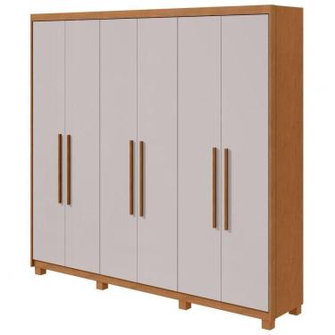 Imagem de Guarda-roupas Casal Aries 6 Portas 5 Gavetas Sem Espelho Com Pés - Lopas Amendoa Clean/off White