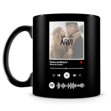 Imagem de Caneca com Foto e Música Spotify 100% Preta (Mod.1)