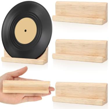 Imagem de Chunful 3 conjuntos de prateleira de disco de vinil para parede, suporte de disco de vinil de madeira, cabide de armazenamento de carvalho, prateleira de CD, pequeno suporte de parede para exibição de