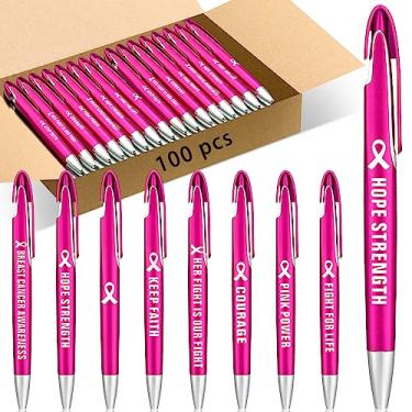 Imagem de Lincia 100 peças canetas esferográficas de citações a granel, canetas esferográficas retráteis, canetas esferográficas de ponta média para diário, caderno, material de escritório (conscientização sobre o câncer de mama)