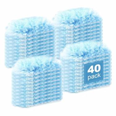 Imagem de 40 refis de espanadores – Almofadas de pó de 360° com fibras espessas atualizadas, descartáveis e sem necessidade de lavagem, cabeças de espanador para persianas, ventiladores de teto, móveis