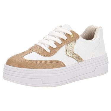 Imagem de Tênis feminino casual beira rio 4321101, Branco, Bege, 37