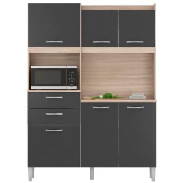 Imagem de Cozinha Compacta Harmonia 96201 6 Portas 2 Gavetas em MDF 133cm Grafite com Tampo Moderno