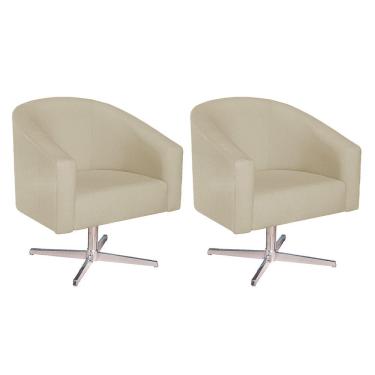 Imagem de Kit 02 Poltronas Luiza Base Giratória De Metal Suede Azul Marinho