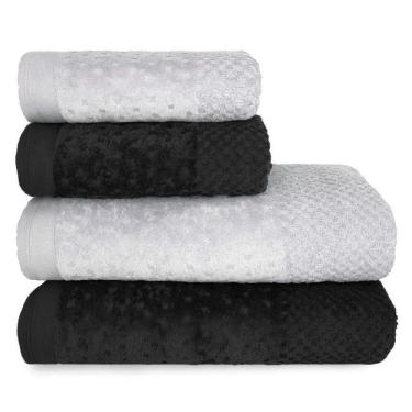 Imagem de Jogo De Toalha De Banho 4 Peças Pollo Fio Penteado Appel Preto/cinza