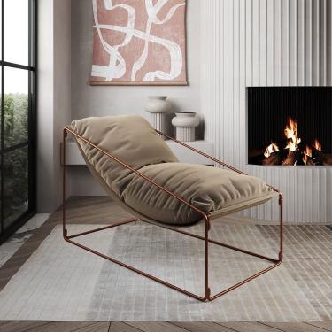 Imagem de Espreguiçadeira Industrial Arpoador Com Almofada Cobre E Bege - Marrom