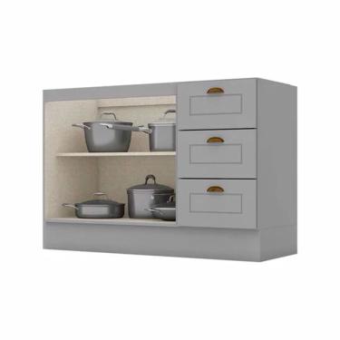 Imagem de Balcão Para Pia 120 Cm 2 Portas 3 Gavetas Americana C353 Henn Cinza