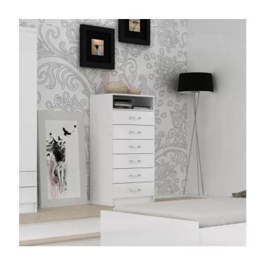 Imagem de Cômoda Rack 6 Gavetas 1 Nicho Maxi - Branco Branco
