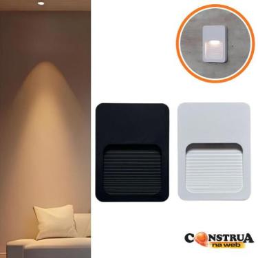 Imagem de Kit 12 Balizador Led Branco E Preto Externo 2w Embutir Parede Escada 3