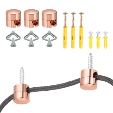 Imagem de PATIKIL Ganchos de metal Swag, pacote com 3 ganchos de teto modernos de alumínio para luzes pendentes, cabo de lâmpada pendurada, acessórios para lustres faça você mesmo, ouro rosa