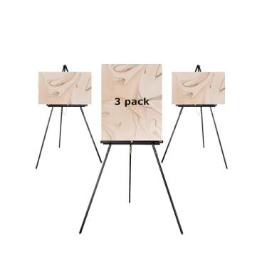 Imagem de DJAR Cavalete De Madeira Com 3 Peças 63" Para Sinalização, Altura Ajustável Uso Duplo, Piso Casamento, Quadro Boas-Vindas, Pôster, Imagem, Foto - Preto