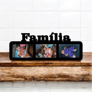 Imagem de porta retrato 3 fotos deitado família - personalizadoslaser