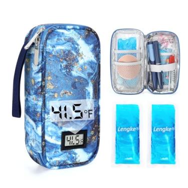 Imagem de YOUSHARES Estojo de viagem para refrigerador de insulina - Bolsa de resfriamento de caneta de medicamentos para diabéticos aprovada pela TSA com visor de temperatura, organizador de suprimentos para