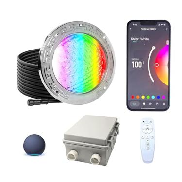 Imagem de Intekit Luzes Led Para Piscina De Spa Para Piscina Enterrada, Controle Remoto Inteligente De 6 Polegadas, Mudança De Cor E Branco, Compatível Com Alexa E Google, Kit De Luz De Piscina Premium (Cabo