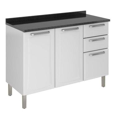 Imagem de Balcão C- Tampo 3 Portas 2 Gavetas Tarsila - Itatiaia Branco