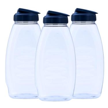 Imagem de Kit 3 Garrafa De Água Geladeira Com Tampa 1,5l Jarra De Suco (Azul)