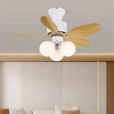 Imagem de OUFULA Ventilador de cor nórdica moderna LED Fashion Criatividade Sala de Estar Restaurante Quarto Infantil Remoto Teto Fan Light (Estilo K)