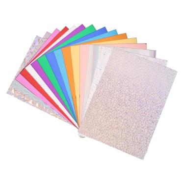 Imagem de 15 peças de cartão de inserção para Kindle Paperwhite, 17 x 12,4 cm, inserções de papel multicolorido, cor sólida, glitter, cartolina, para acessórios de capa transparente Kindle (15 cores)