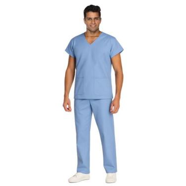 Imagem de Pijama uniforme centro cirúrgico algodão - Demorgan Uniformes, Azul aç